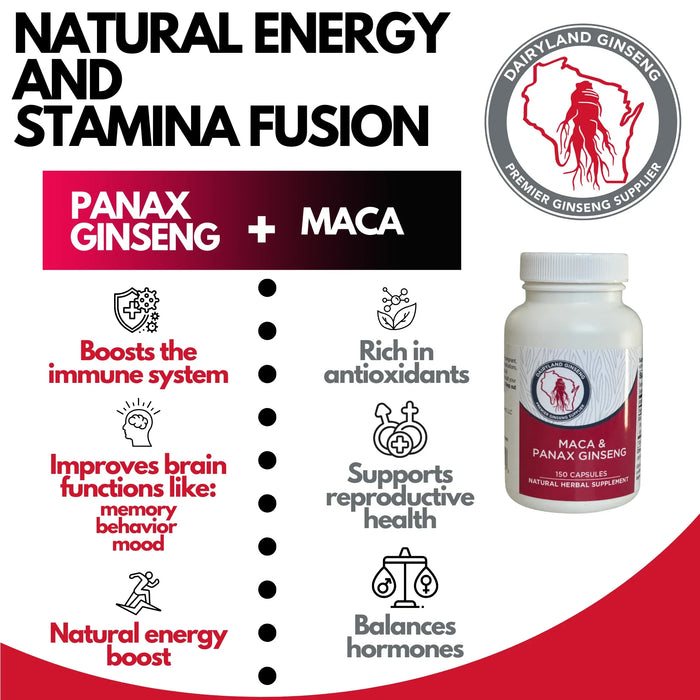 MACA & Panax Ginseng Capsules - Dairyland Ginseng