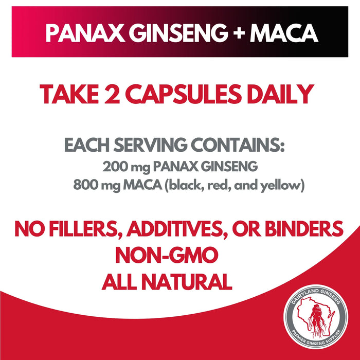 MACA & Panax Ginseng Capsules - Dairyland Ginseng