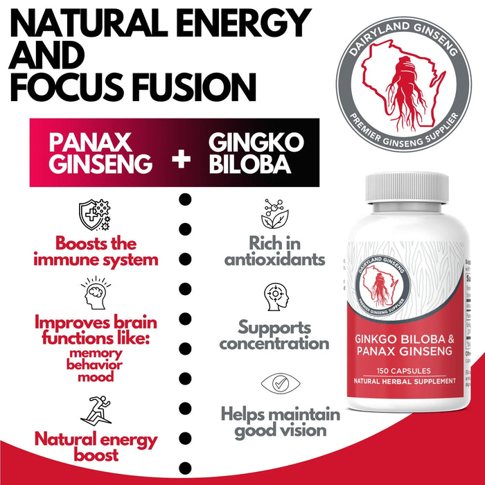 Ginkgo Biloba & Panax Ginseng Capsules - Dairyland Ginseng