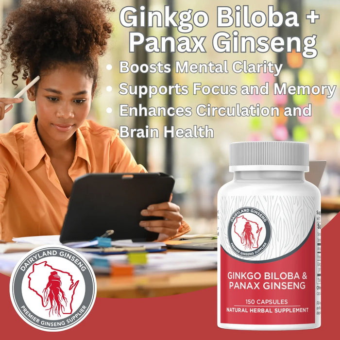 Ginkgo Biloba & Panax Ginseng Capsules - Dairyland Ginseng