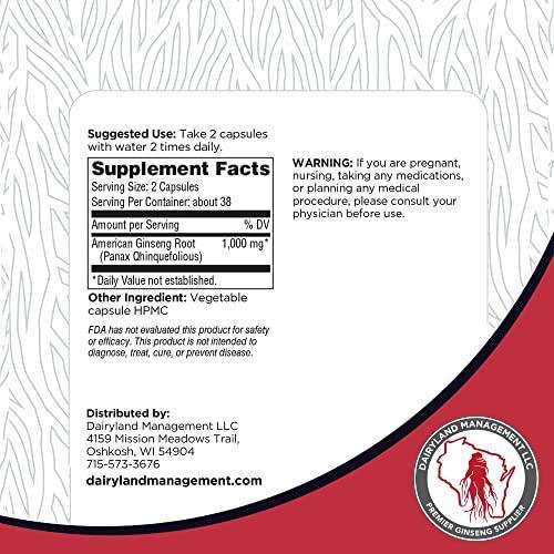 Wisconsin American Ginseng Capsules 500 mg - Dairyland Ginseng