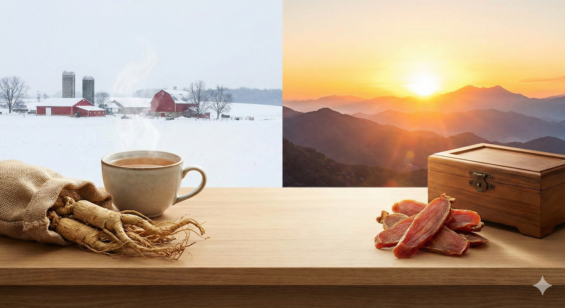 Comparison of American Ginseng (Panax quinquefolius) and Asian Ginseng (Panax ginseng) for seasonal wellness.