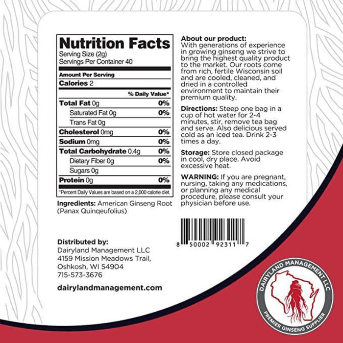 Wisconsin American Ginseng Tea Bags - Dairyland Ginseng